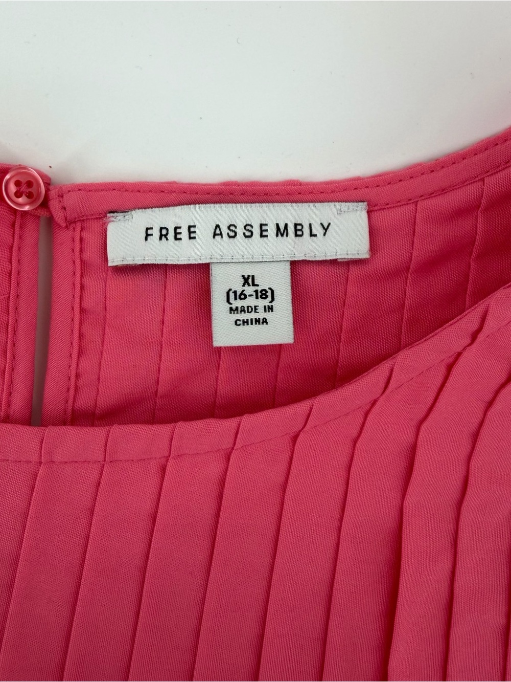 NWT Free Assembly XL 16 18 Pink Melon Pleated Mini Dress Pockets - Picture 3 of 9